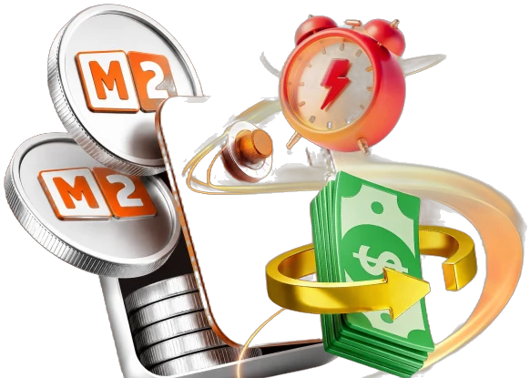 M2 withdrawal artwork with coins, phone and alarm clock